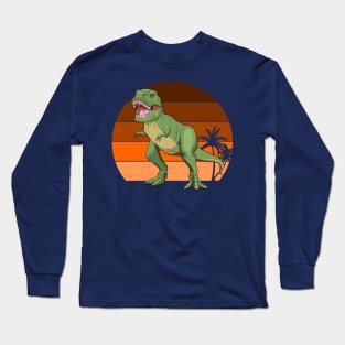 Retro Dinosaur TRex / T-Rex Distressed Sunset Long Sleeve T-Shirt